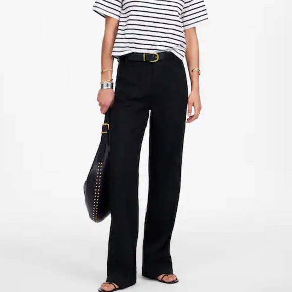 Madewell jet black Patch Pocket Flare Pant in 100% Linen - Picture 1 of 5